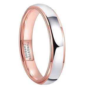 Coolstyle Jewelry Wholesale 4mm Two Tone Rose Gold Tungsten Ring for Men Women Dropshipping Fashion Engagement Wedding Band