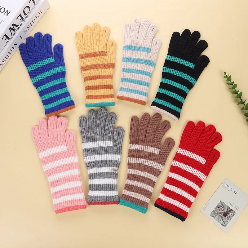 Зимние женские велосипедные перчатки в Корейском стиле кашемировые шерстяные теплые Утепленные с двумя пальцами для улицы вязаные сенсорным экраном