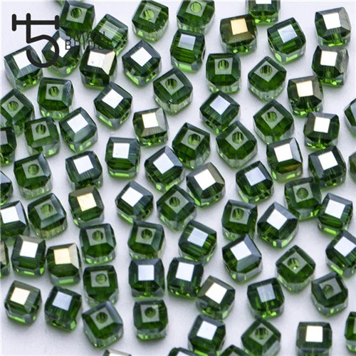 4mm 6mm Square Shape Crystal Glass Beads Multicolor Cube Beads  for Jewelry Making details