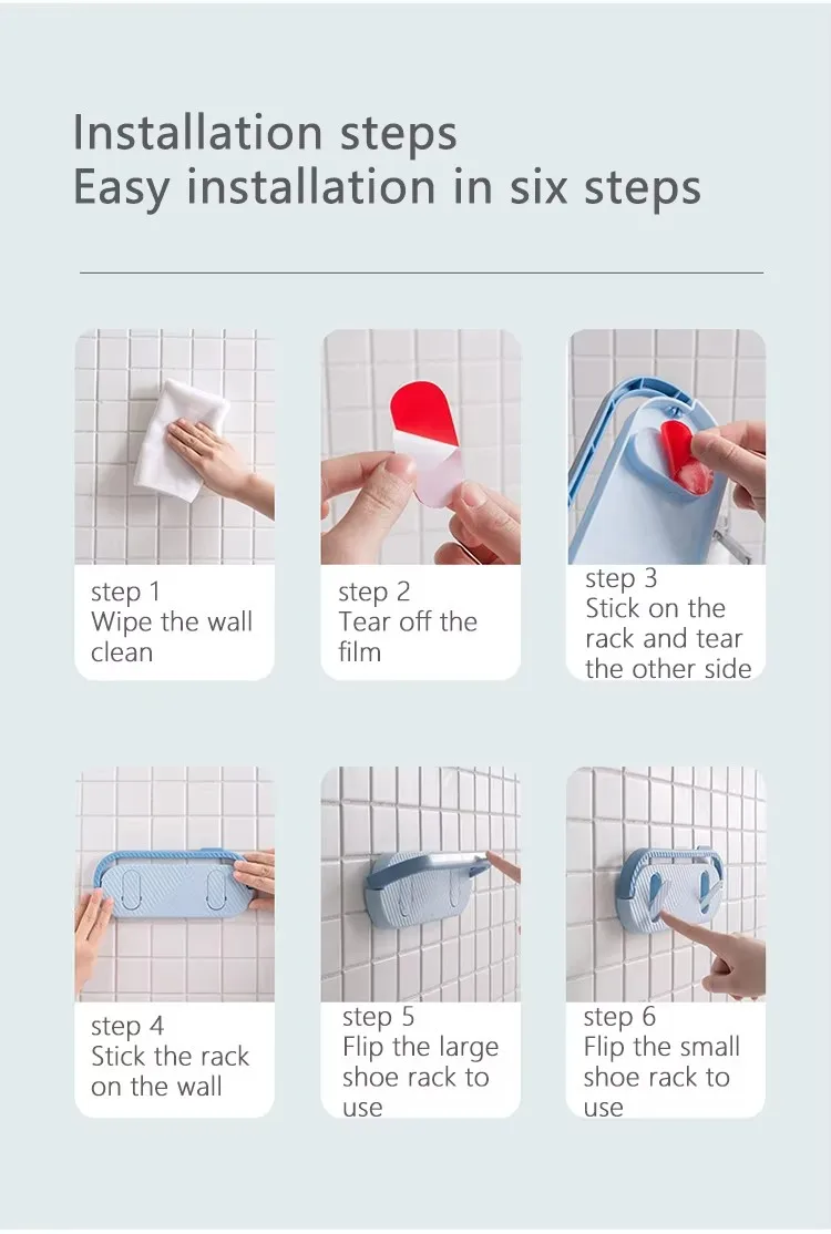 Factory-Priced Household Three-in-One Wall-Mounted Telescopic Rack Plastic Towel Slipper Rack Holder manufacture