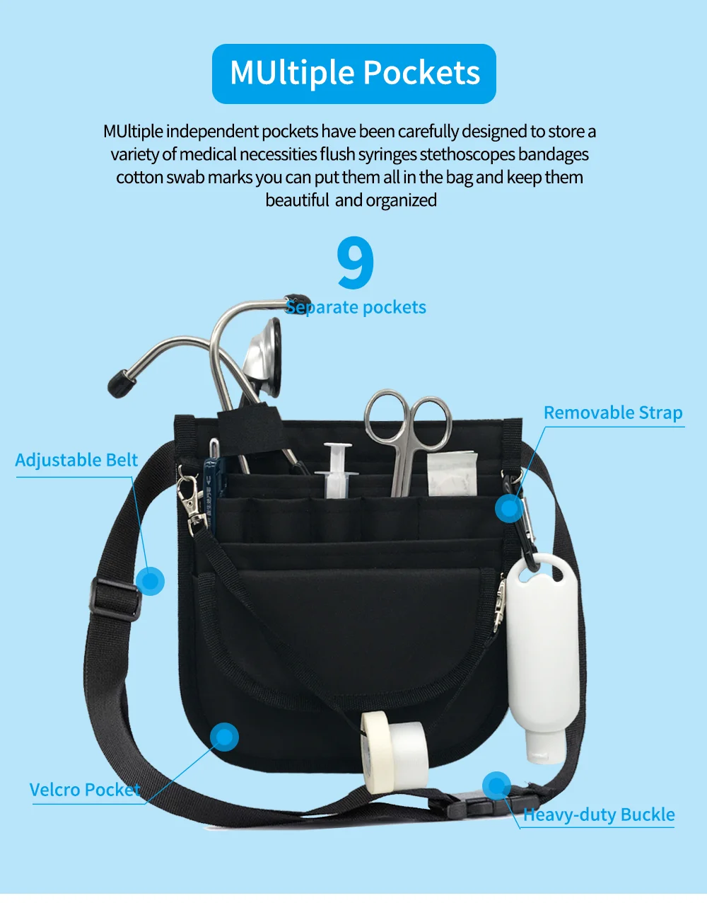 Portable Nurses Belt Organizer Quick Pick Pocket Medical Fanny Pack