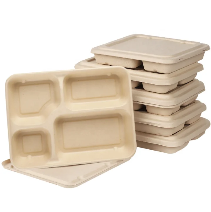 20PCS Disposable Lunch Box Take Out Packaging Box Degradable Pulp