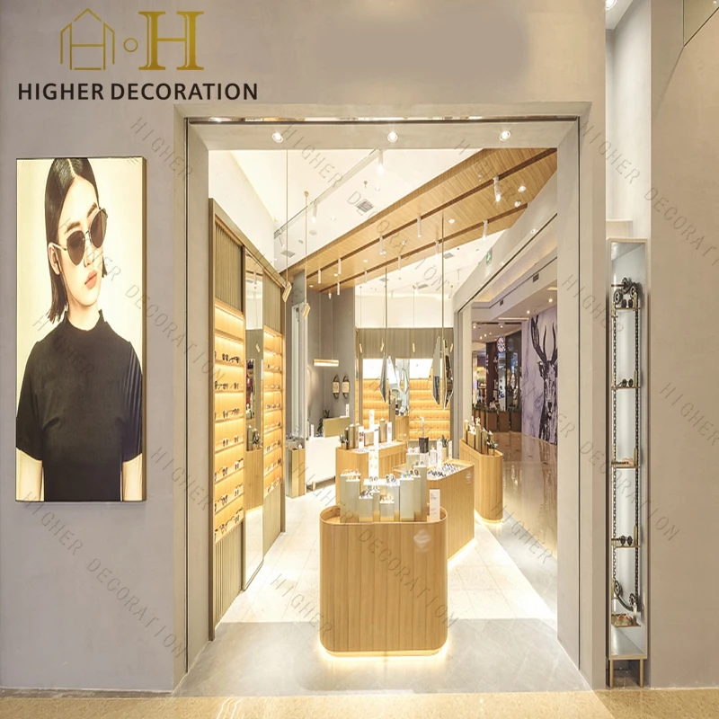 Ensemble vitrine d'affichage optique minimaliste moderne verre