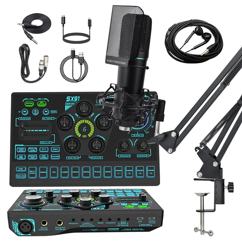 SX91 48V Live Sound Card - Condenser Microphone BM800 U87 ZX320