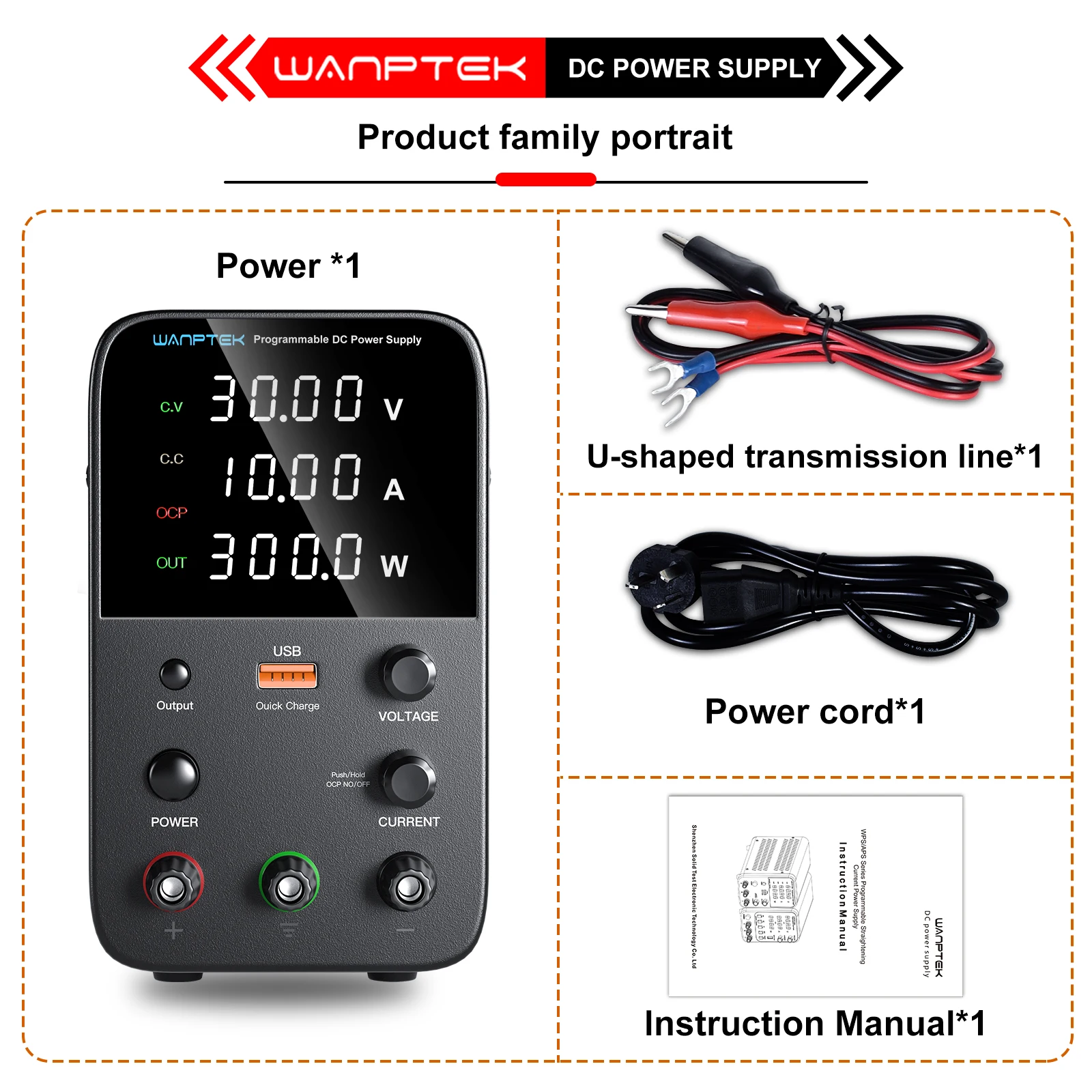 Wanptek Wps3010h 30v 10a Usb Interface Adjustable Black Switching ...