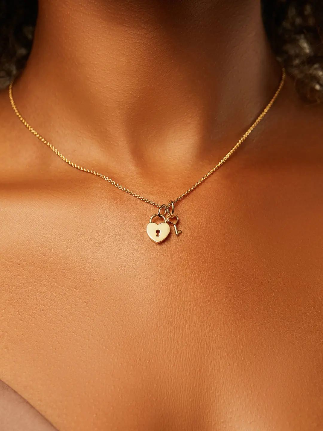 Heart Gold Necklace Lock and Key Necklace Dainty Heart Lock 