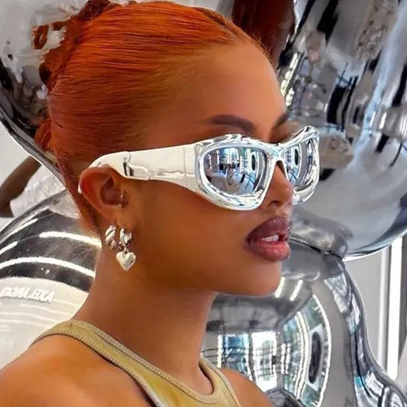 Y2K Sunglasses Blue - Vintage Oversized Cat Eye Sun Glasses
