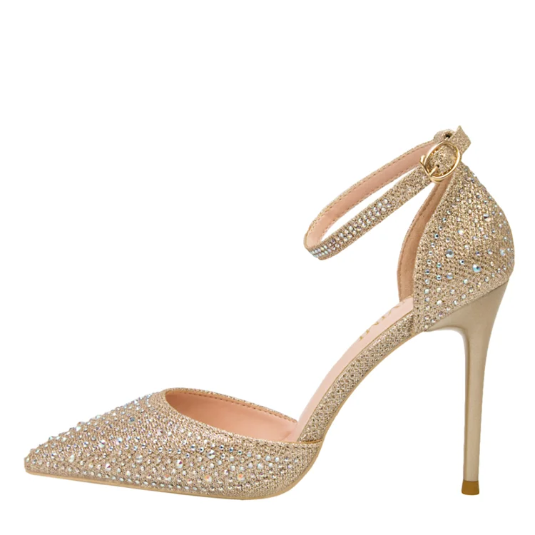 Gold Glitter High Heel Shoes Cutout