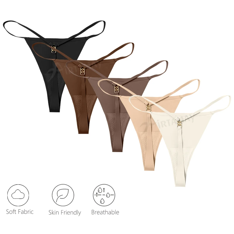 Airtamay Custom Logo Strip G-string T-Back Slip Women Intimate Clcinha Fio Dental Invisible Underwear Seamless Thongs