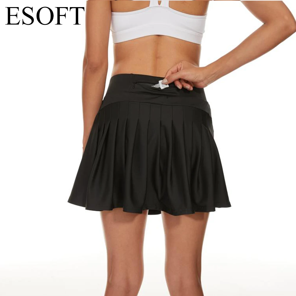 Женские Плиссированные Теннисные Юбки ESOFT, многослойные мини-юбки с рюшами и шортами для бега, тренировки