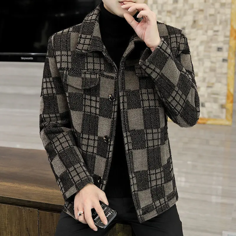 URU 19 FW AW WOOL CHECK SHORT JACKET