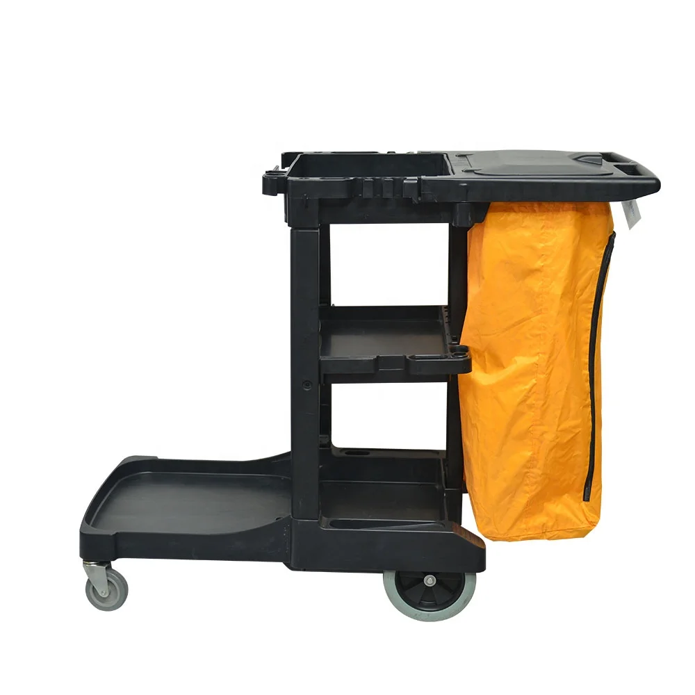 Hotel Cleaning Cart Housekeeping Trolley With Yellow Bag