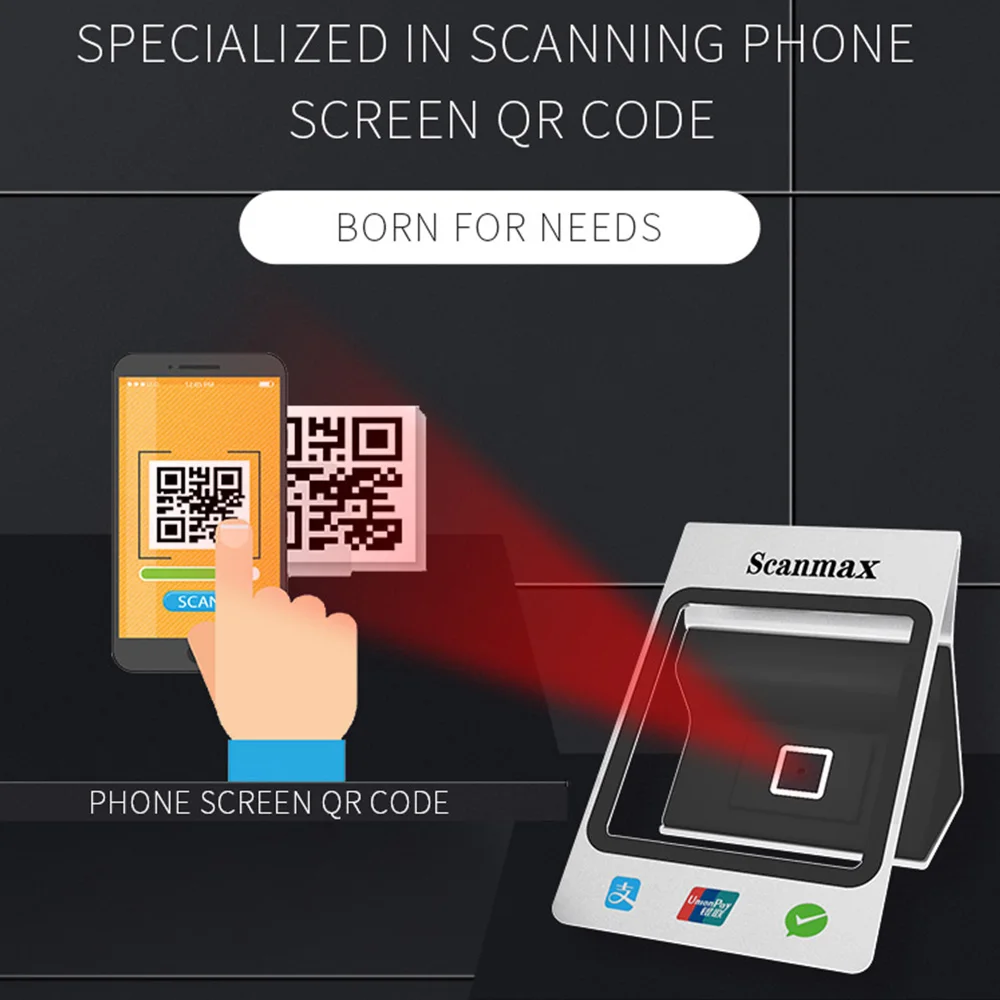 Supermarket High Speed QR Code Mobile Payment 360 Degree Desktop Barcode Reader Scanner