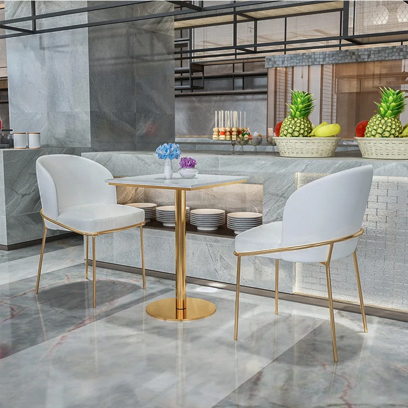 Скандинавский мраморный стол и стулья Бархатный комплект мебели для