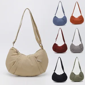 Custom Adjustable Shoulder Strap Large Capacity Nylon Dumpling Shoulder Sling Bag Lightweight Fabric Crossbody Bag