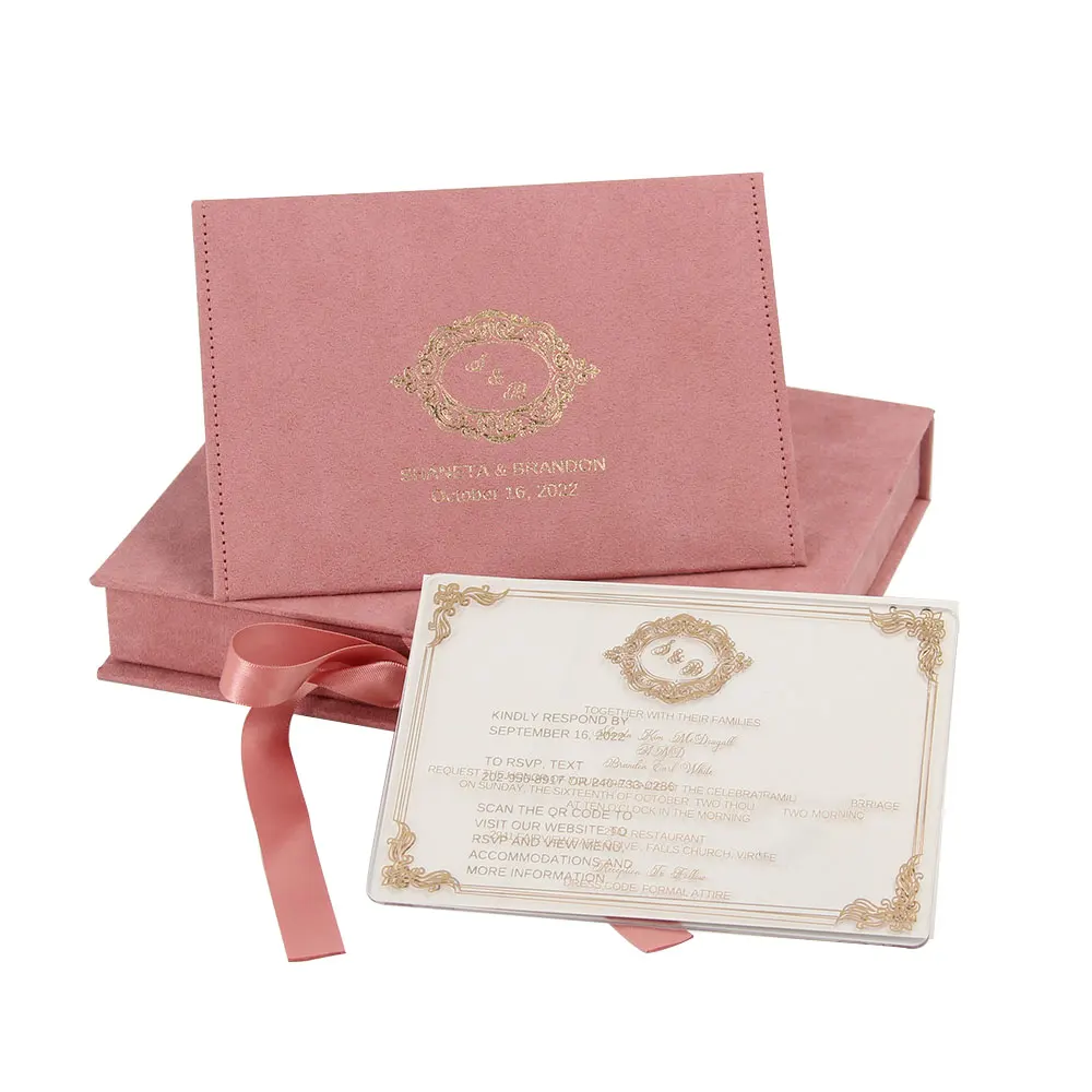 High End Unique Pink Velvet Elegant Decoration Bridesmaid Acrylic