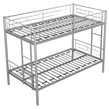 Free shipping Sturdy metal twin over twin bunk bed for children and adult