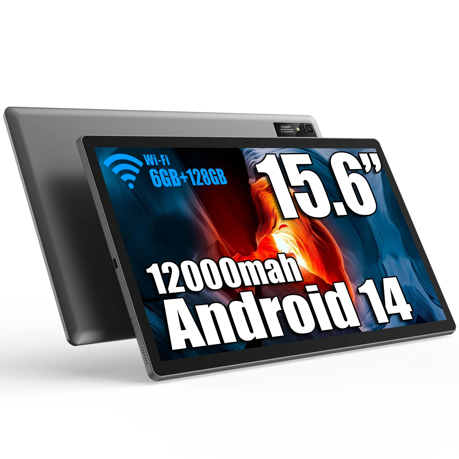MESWAO 15.6 Inch Android 14 Tablet PC, 1080 IPS HD Display, 8-Core