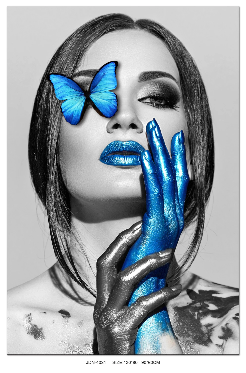 Abstract Simple Butterfly Blue Human Eye Texture Art Pictures Acrylic Canvas Painting