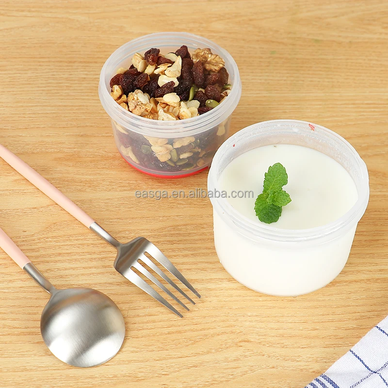 Portable Yogurt Salad Fruit Complementary Double Layer 2 Way Container Storage Salad Cup with Screw Lid