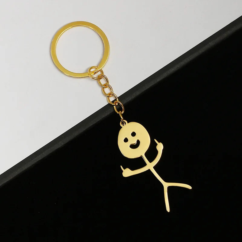 2024 Funny Middle Finger Stickman Keychain Cute School Bag Car Key