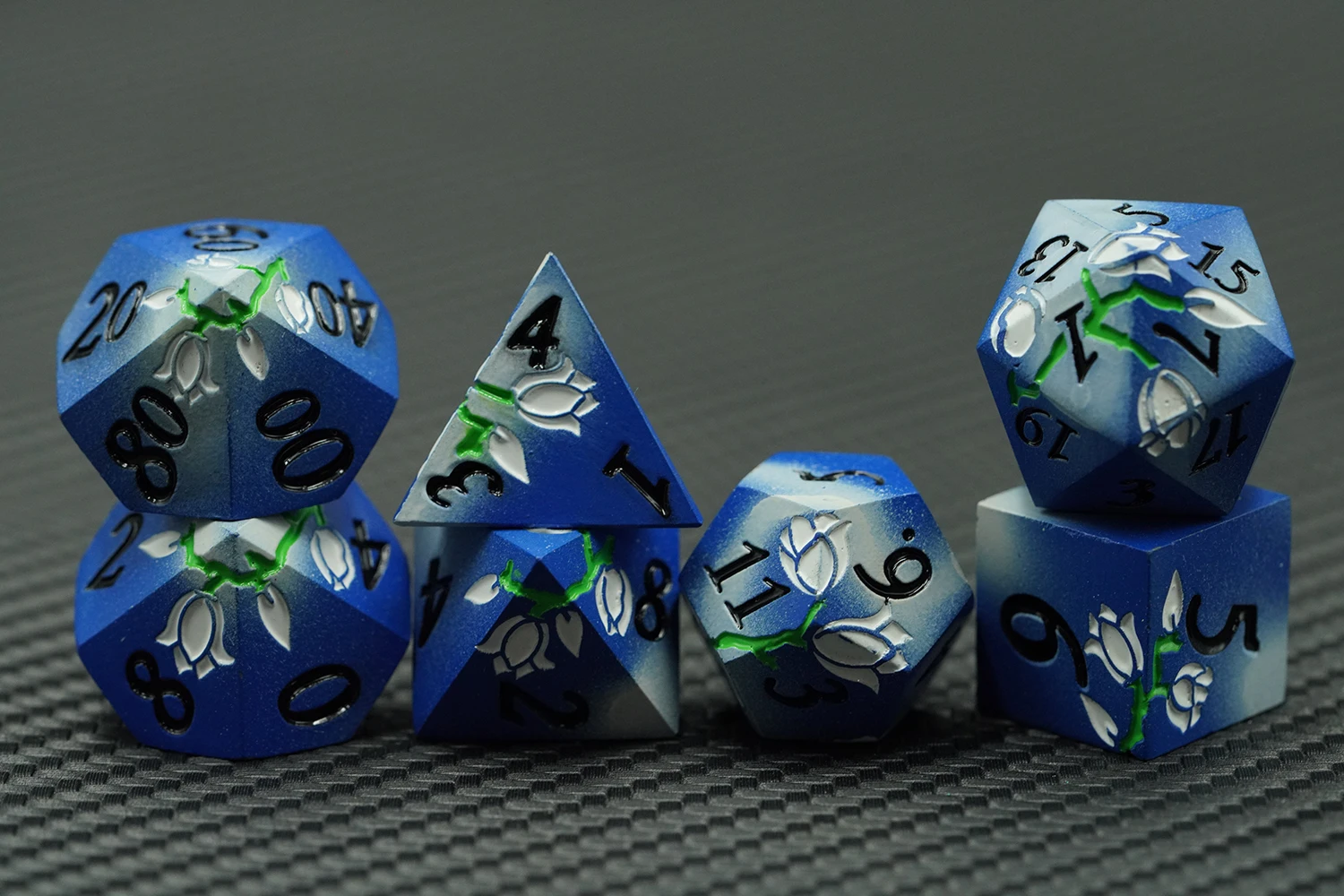 7pcs Metal D20 Polyhedral Dice Set Colorful Flower Rose Design Zinc Alloy Rpg Games Table Board for Role Playing Dnd RPG factory