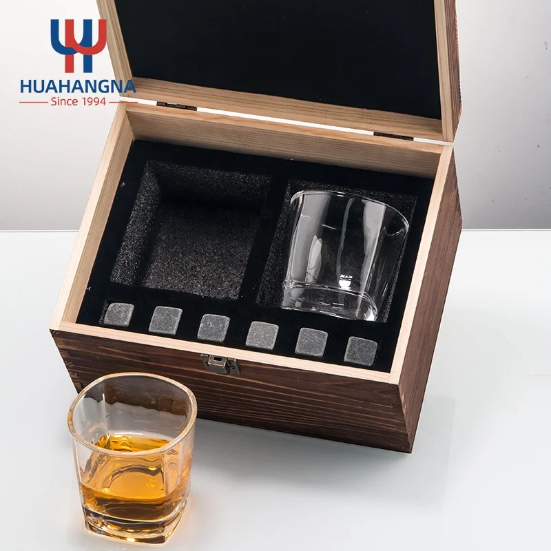 Whiskey Glass Gift Box Set Granite Chilling Whisky Rocks Bourbon Whiskey Stones Gift Set For Men