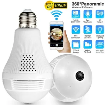 2MP Light Bulb Lamp Wireless IP Camera WiFi 1080P 360 Degree Panoramic Smart Home Security Camera