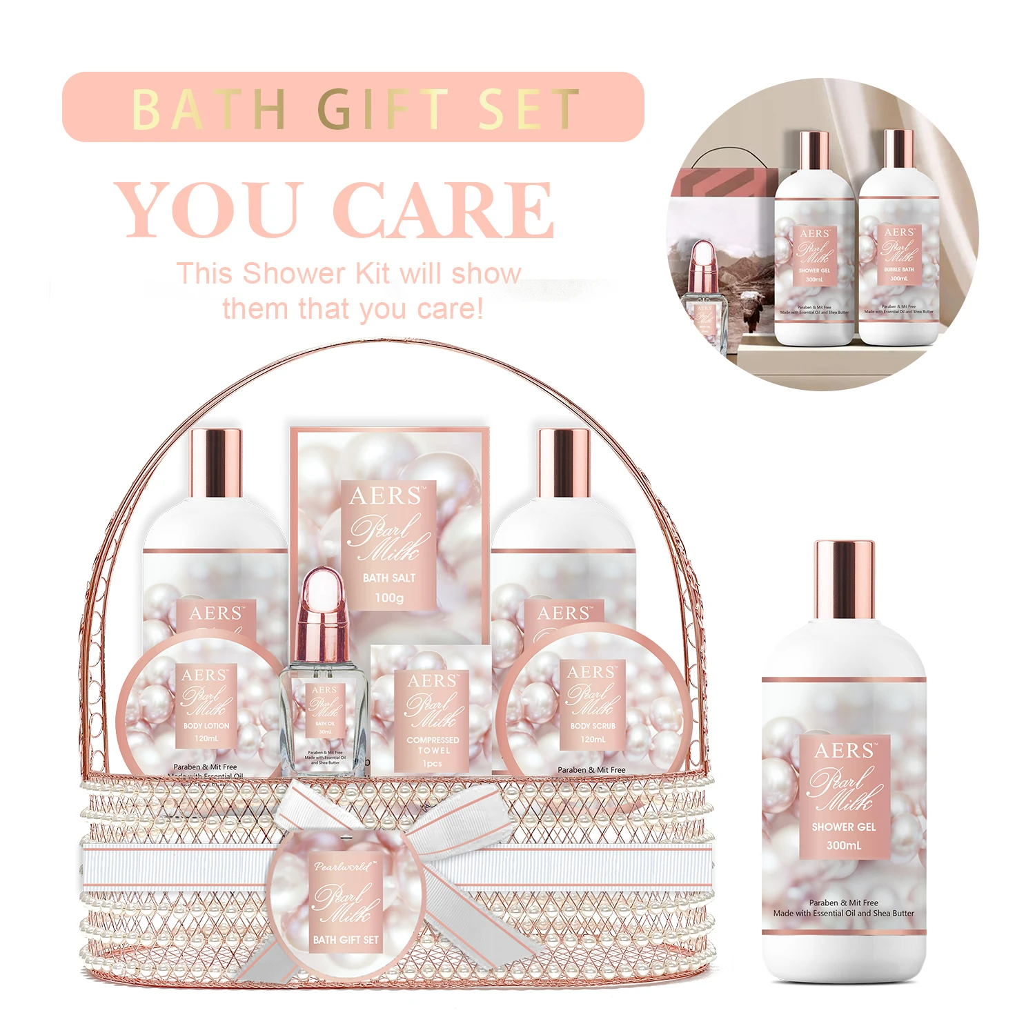 Mother's Day Luxury Christmas Bath Spa Gifts Set Shower Gel Sponge Body ...