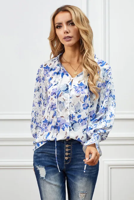 割引クーポン Our Shop Rose/blue Summer/autumn for Perfect - Blouse Floral トップス