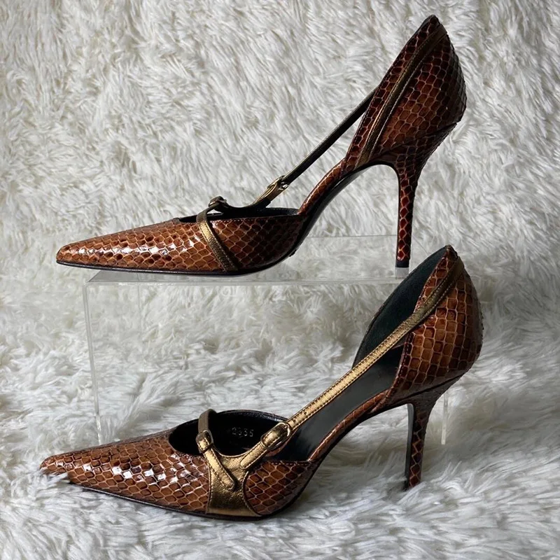 2024 Women Latest Pointed Toe Stiletto Pumps Snakeskin Pattern Shoes Animal Prints High Quality Ladies High Heel Shoes - Image 5