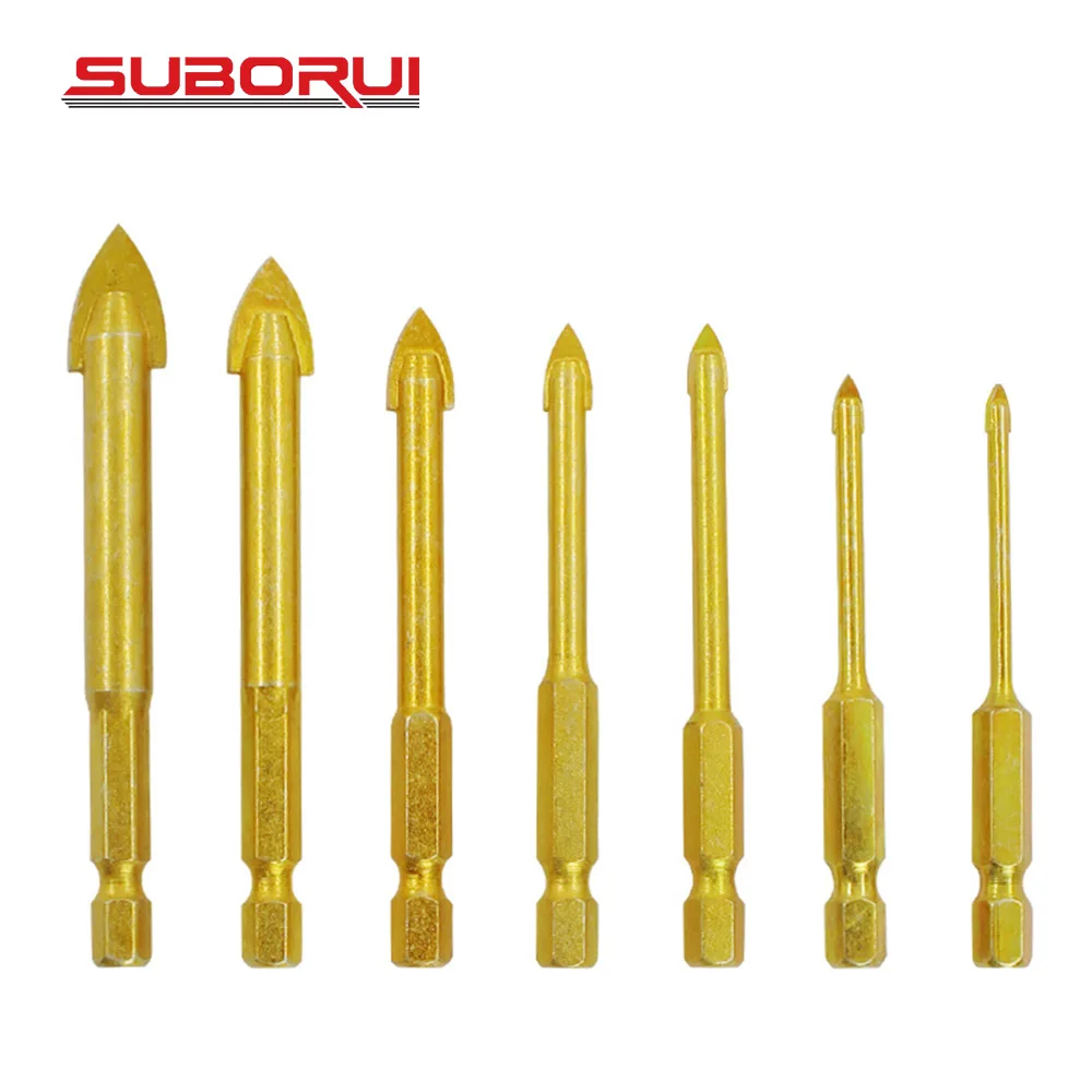 Suborui Hex Shank Single Carbide Tip 6mm Glass Tile Drill Bit For Glass