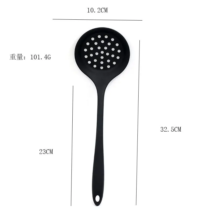 Kitchen silicone spoon long handled silicone spoon round hot pot slotted spoon