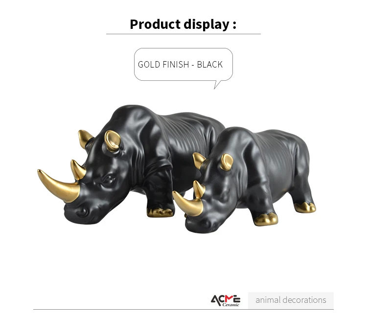 Minimalist Home Decor Ceramic Animal Rhinoceros Ornament Fopearling
