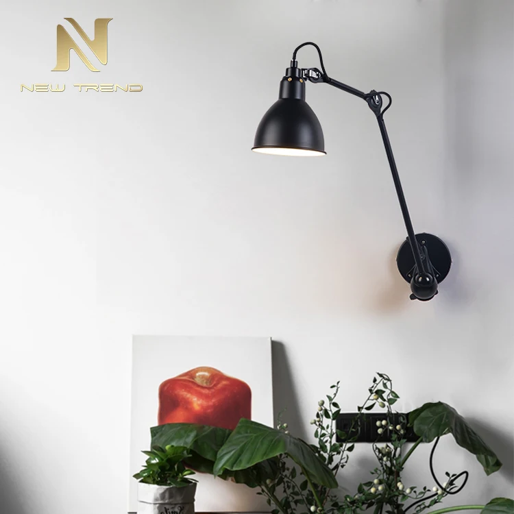 LW7005-1 Modern Creative Design Bedroom Hotel Room Black E27 LED Bedside Wall Lamp 