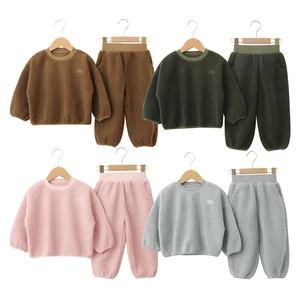 Hot Selling Custom Logo Kids Pullover Long Sleeves Cute Children Casual Style Winter Clothing Sets