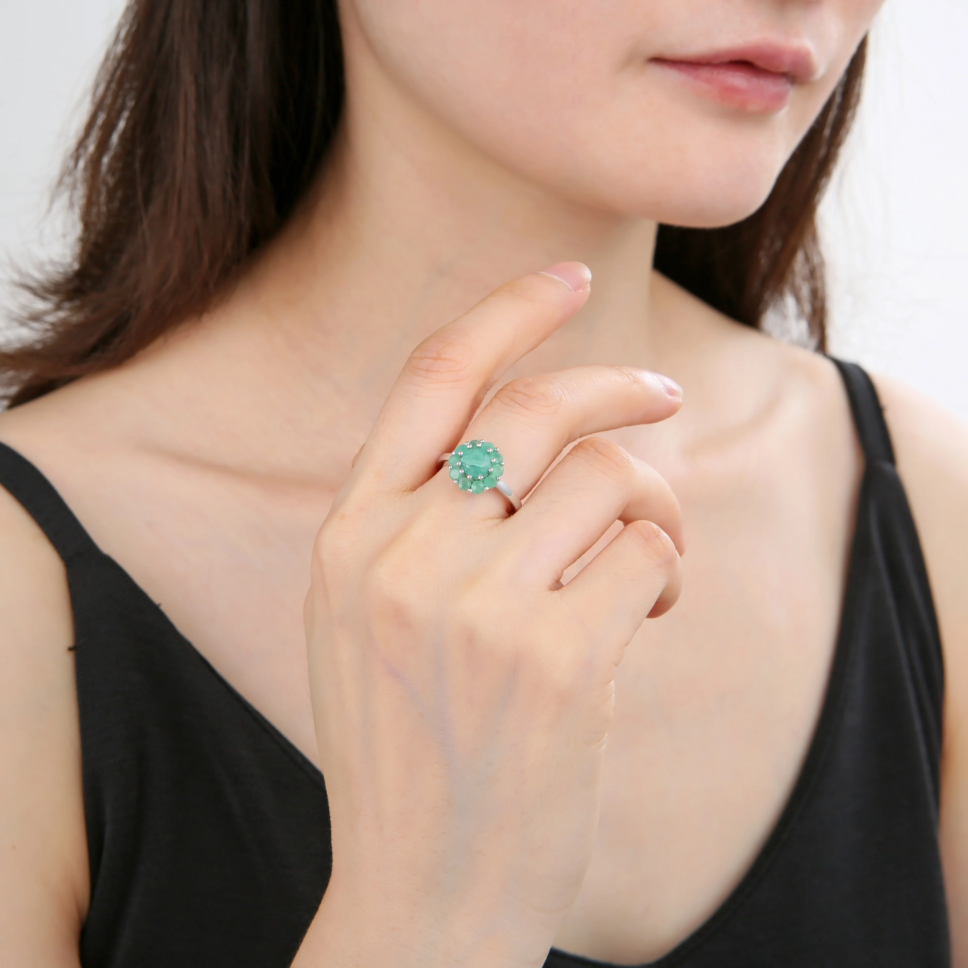 Abiding Jewelry Wholesale Cheap Jewelry Emerald Natural Gemstone Rings Solid 925 Silver Rings