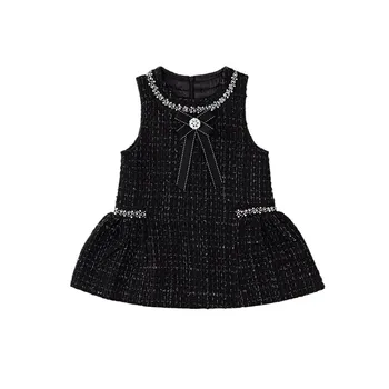 Spring and Autumn 2025 New Girl's Baby Dresses Chunky Woolen Small Fradrance Style Sleeveless Vest Baby Princess Dress