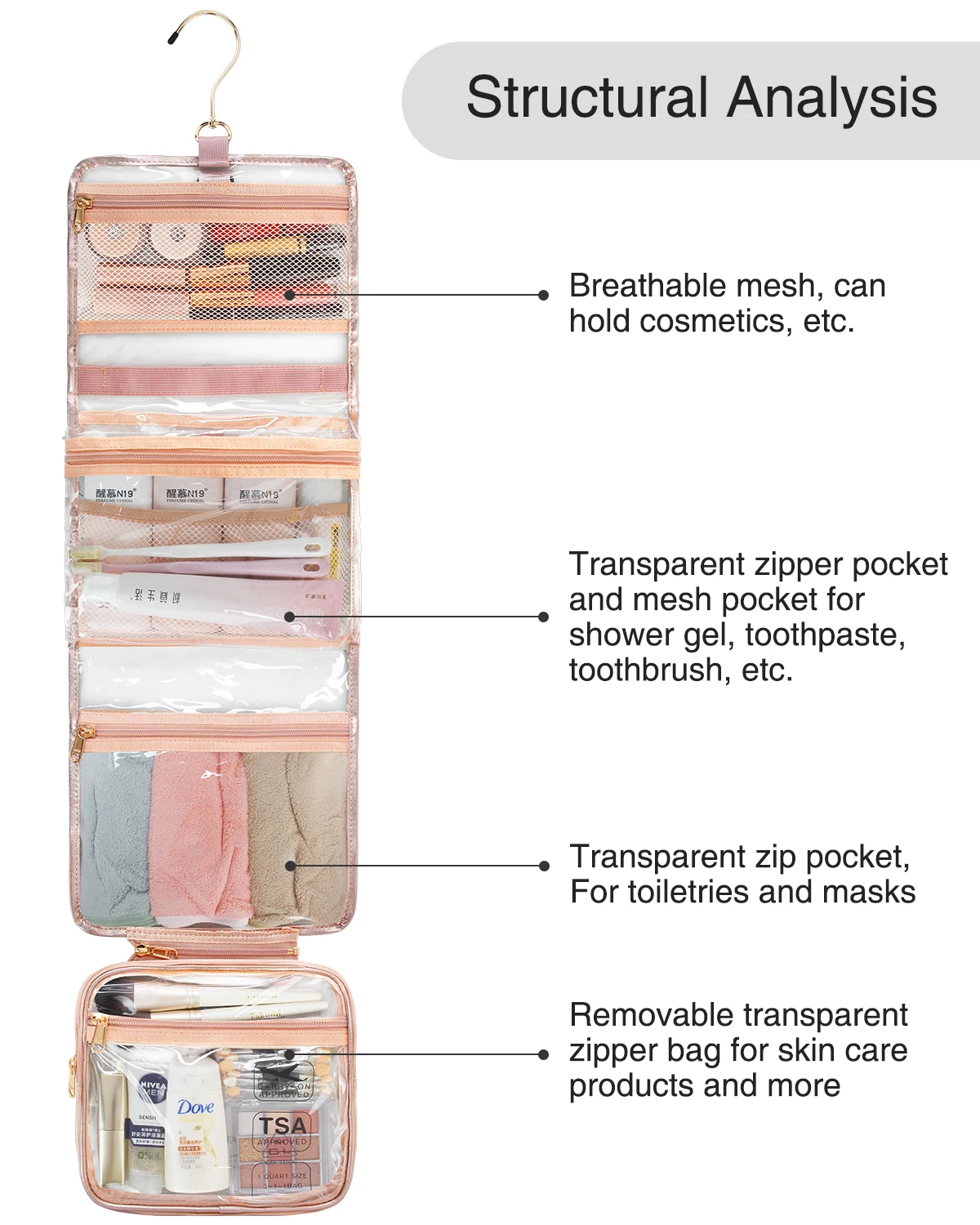 ReIaveI Wholesale PVC Makeup Bags Waterproof Organizers Storage Washing Travel Hanging Toilet Bags Cosmetic Bags