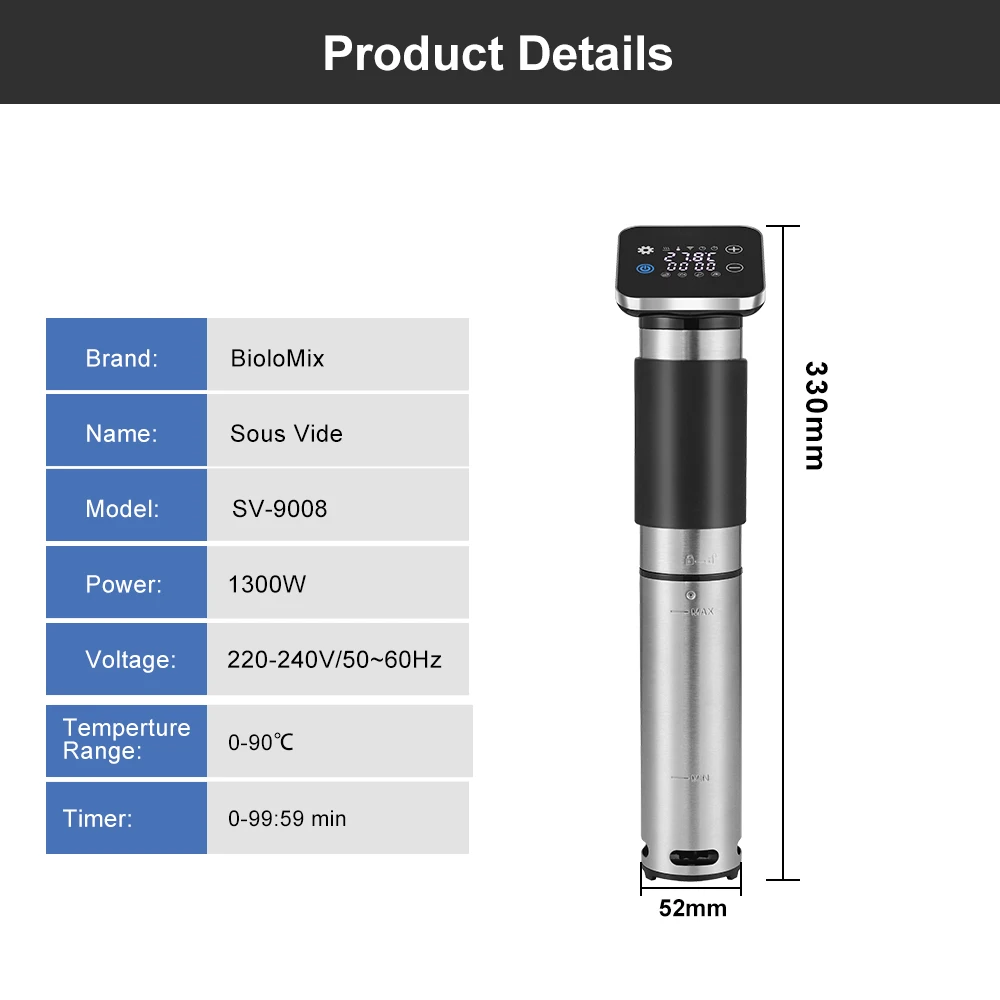 New Wifi Stainless Steel Sous Vide Cooker Ipx7 Waterproof Thermal