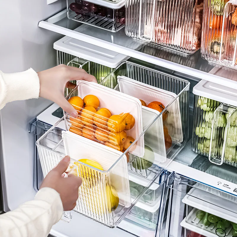 Caixa de armazenamento de geladeira de cozinha caixa mais nítida de qualidade alimentar vegetal acabamento artefato freezer especial grande caixa de armazenamento