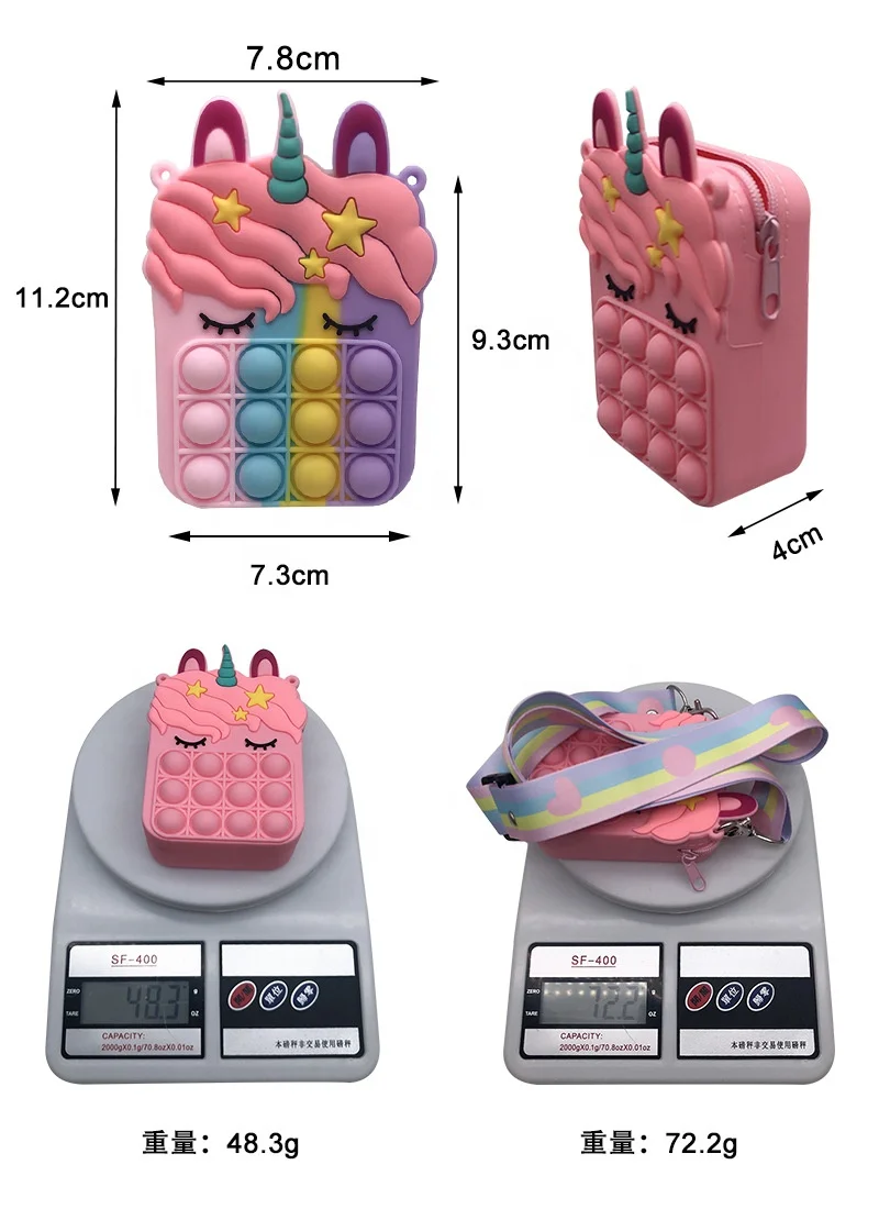 Маленькая Радужная котенка, яблоко, Микки, Детские Силиконовые пурпурные кошельки с единорогом, сумка для девочек