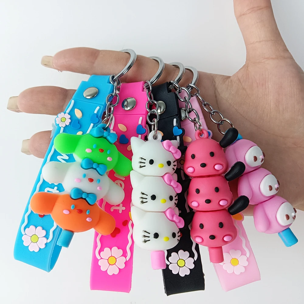 Customized Silicone Cute Toy Rubber 2D 3D Soft Animal PVC Keychain  Cartoon Character Children's Rubber Anime Keychain