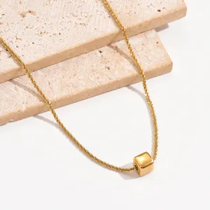 European American Simple Joker Small Sugar element Design High-end Stainless Steel Jewelry Women's Necklace Bamboo Wholesale