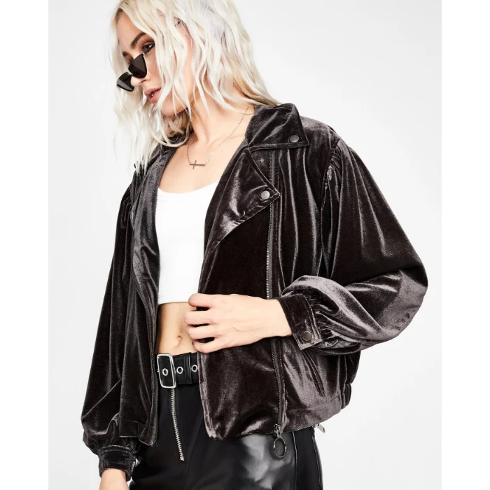 velvet moto jacket plus size