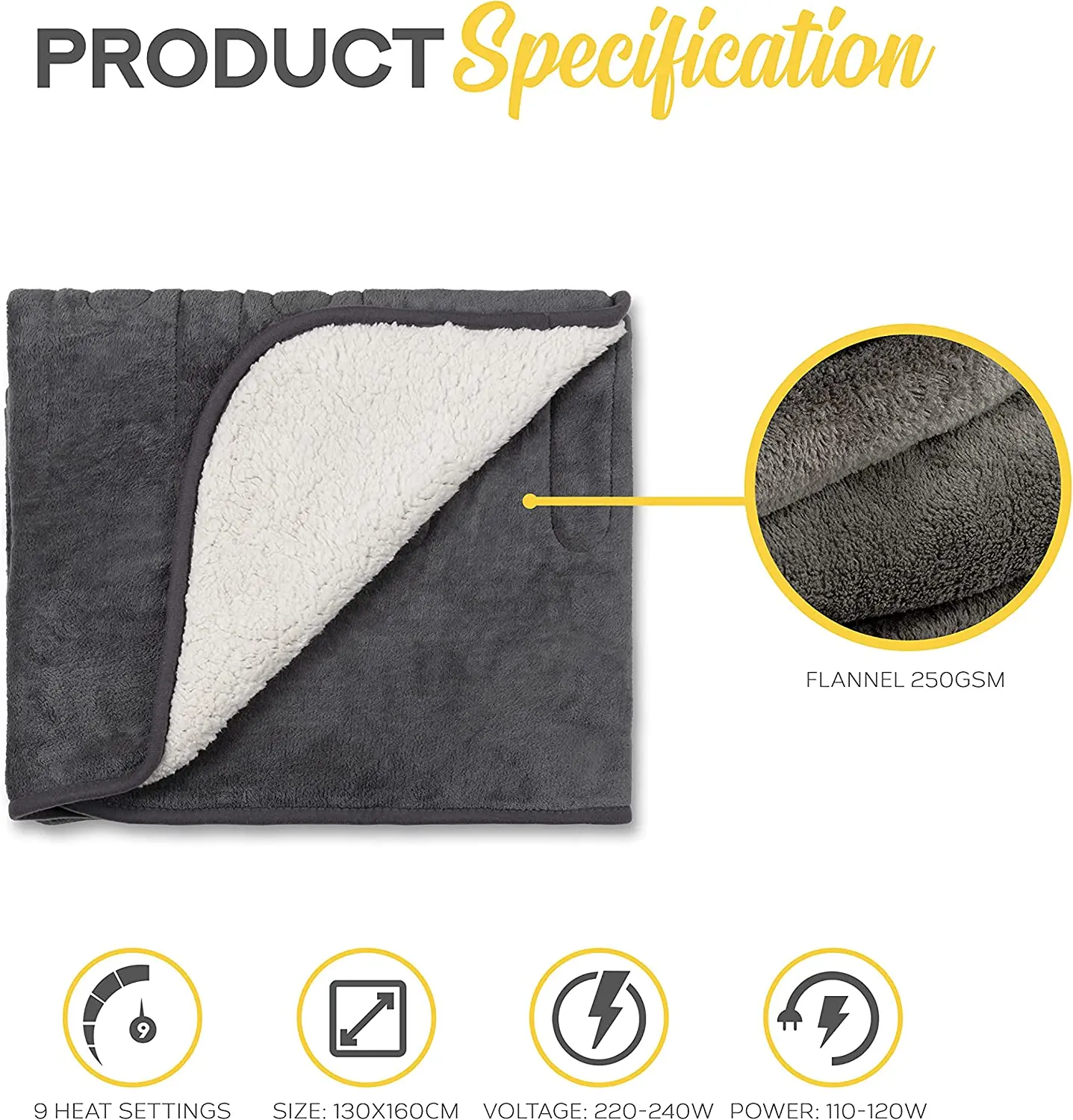 Factory Wholesale Luxury Guangdong Electric Heated Throw Blanket Uk