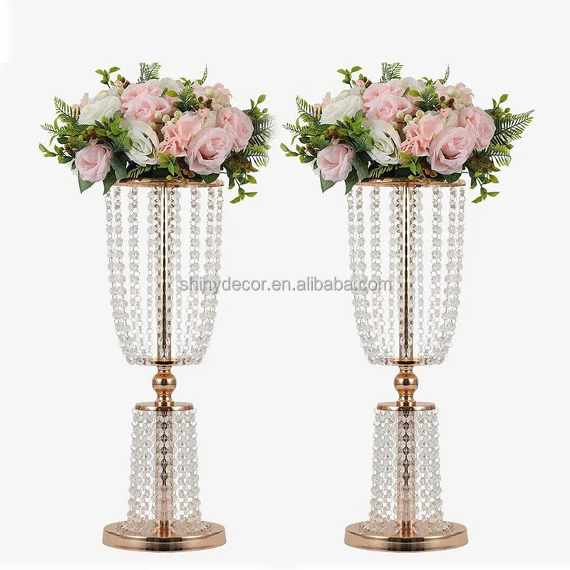 Shj020 Gold Metal Double Ring Metal Flower Stand Flower Arrangement