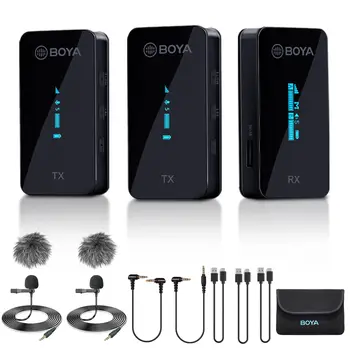 BOYA BY-XM6-K4 Wireless Lavalier Microphone with Charging Case for Vlogging YouTube Tiktok Live Stream Video Recording