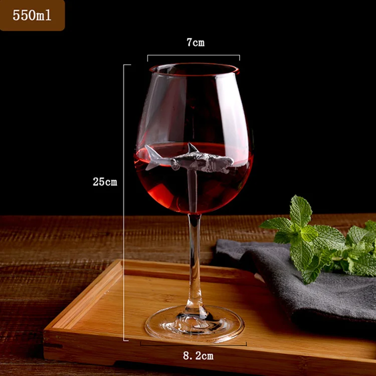 Creative Shark Clear Glass Wine Goblet High Borosilicate Glassware Long Stem Red Wine Glass For