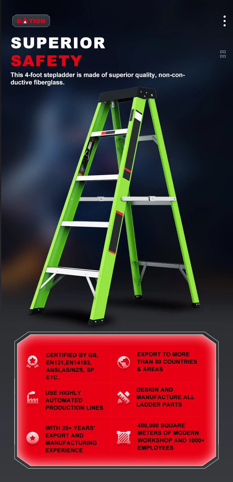 Nonconducive Fiberglass Folding Ladder Effective Climbing Tool